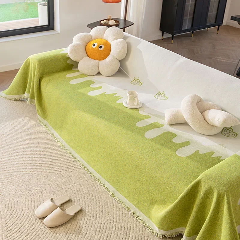 Super Soft Living Room Chenille Sofa Towel Full Cover Anti Slip Dust Cover for All Seasons Pet Friendly Furniture Slipcover