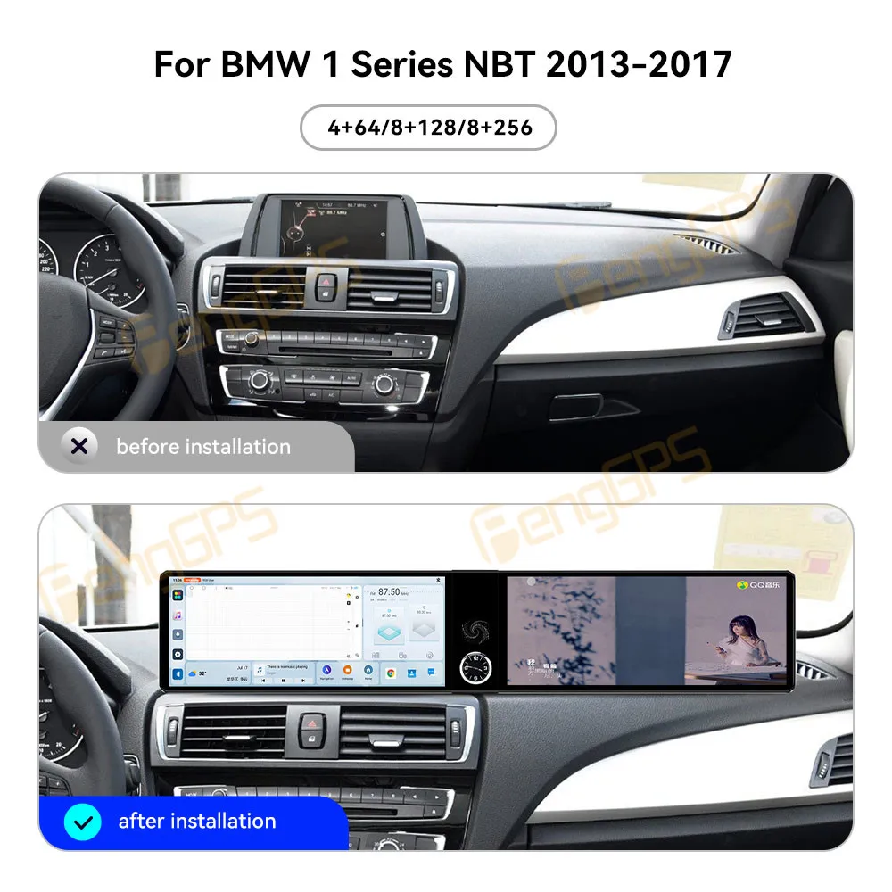 Dual Screen 12.3 Inch Android 13 Car Radio CarPlay For BMW 1 Series 2013-2017 NBT Touch Screen Multimedia Player GPS Navigation