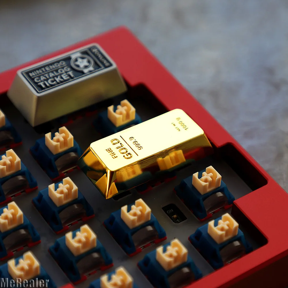 Teclas de aleación de Zinc, teclas personalizadas, tableta, portátil, teclado para juegos, regalo, tema de barra dorada, teclado mecánico con perfil de cereza