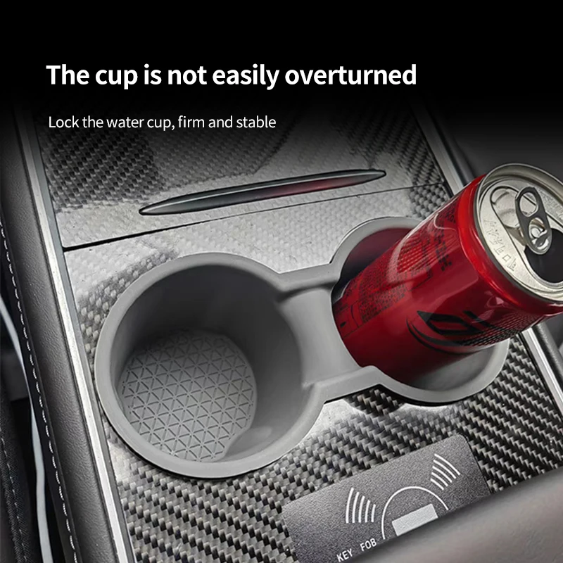For Tesla Console Cup Holder Insert - Upgrade 2021-2023 Tesla Model3/Y Accessories Anti-Slip Silicone Center Consoles Cup Holder