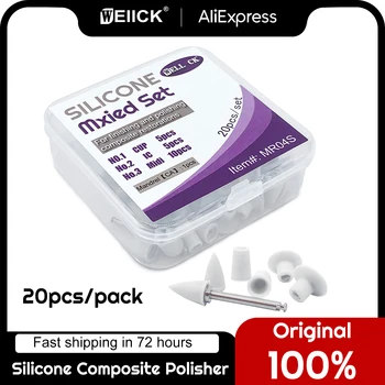WELLCK 20 szt. Dental silikonowy polerka kompozytowa do wykańczania i polerowania 3 kształty kubek IC Point Midi z trzpieniem CA 2,35 MM