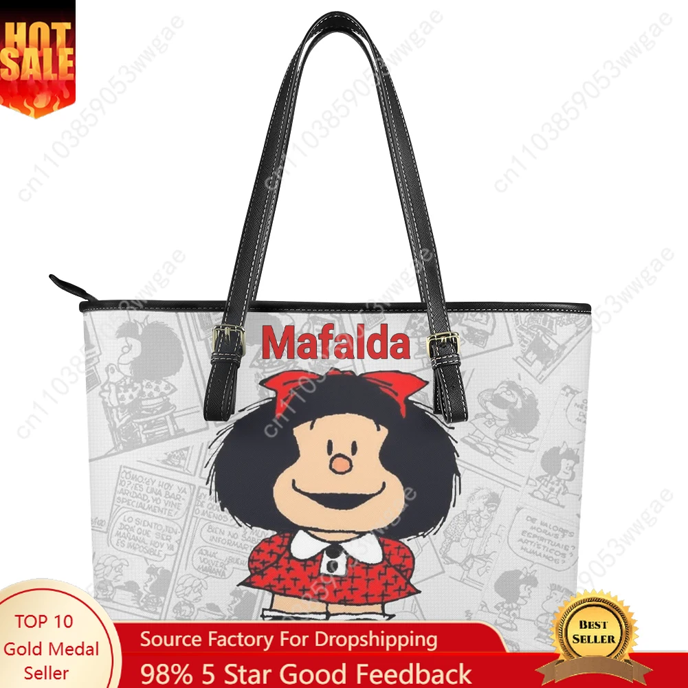 

Mafalda Handbag Womens Mens Vintage Personalized Tote Bag Shoulder Bag Business Leather Purse Travel Anime Customized Bag Gift