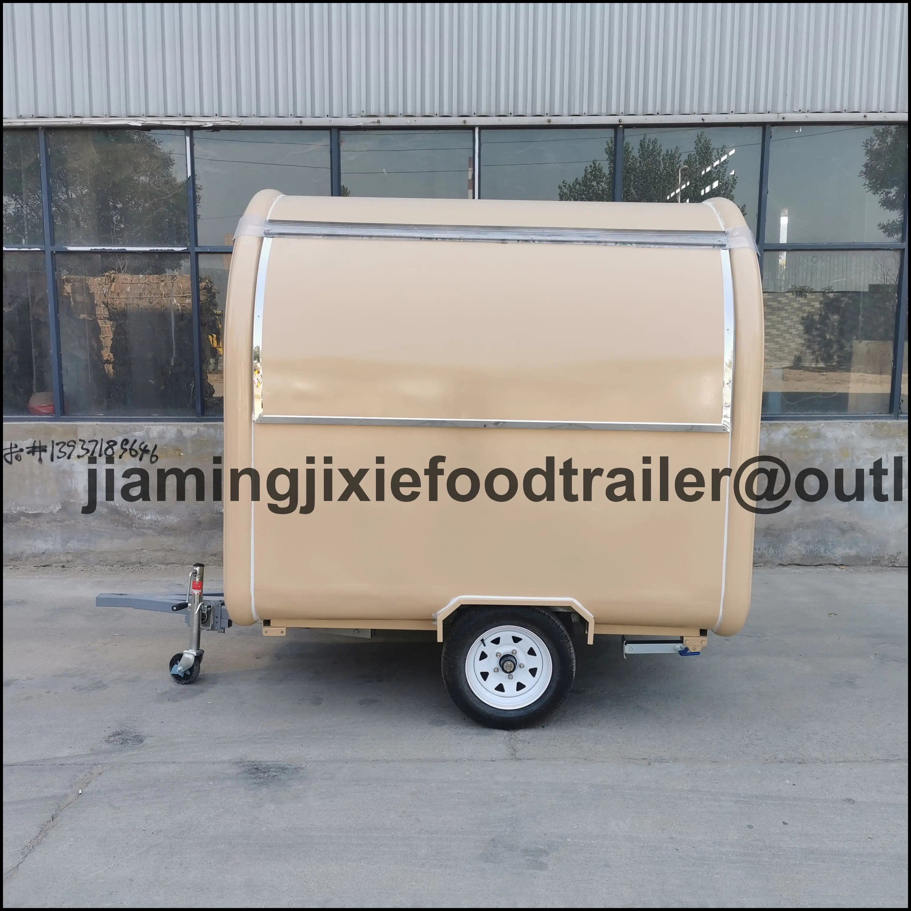 Custom Street Mini Round Food Trailer Fully Equipped Small Mobile Coffee Ice Cream Hot Dog Fast Food Cart Design for Sale