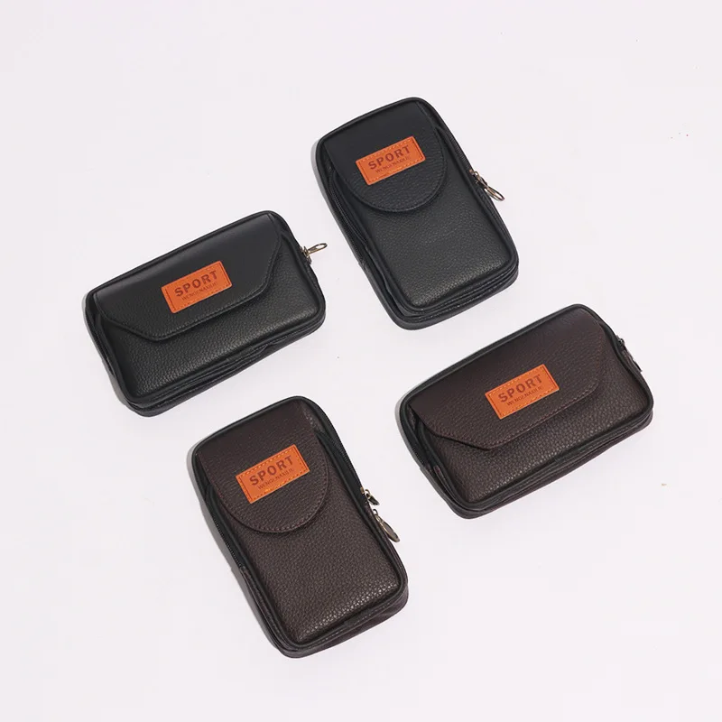 PU-leren herenriem-dragende heuptas voor mobiele telefoon, horizontale multifunctionele herentas met losse opbergruimte