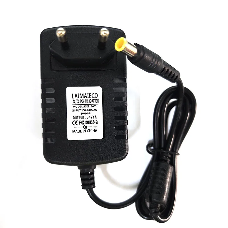 high quality 34V 1000mA AC 100V-240V Converter Adapter DC 34V 1A Power Supply Charger DC 6.5*4.4MM EU Plug US Plug