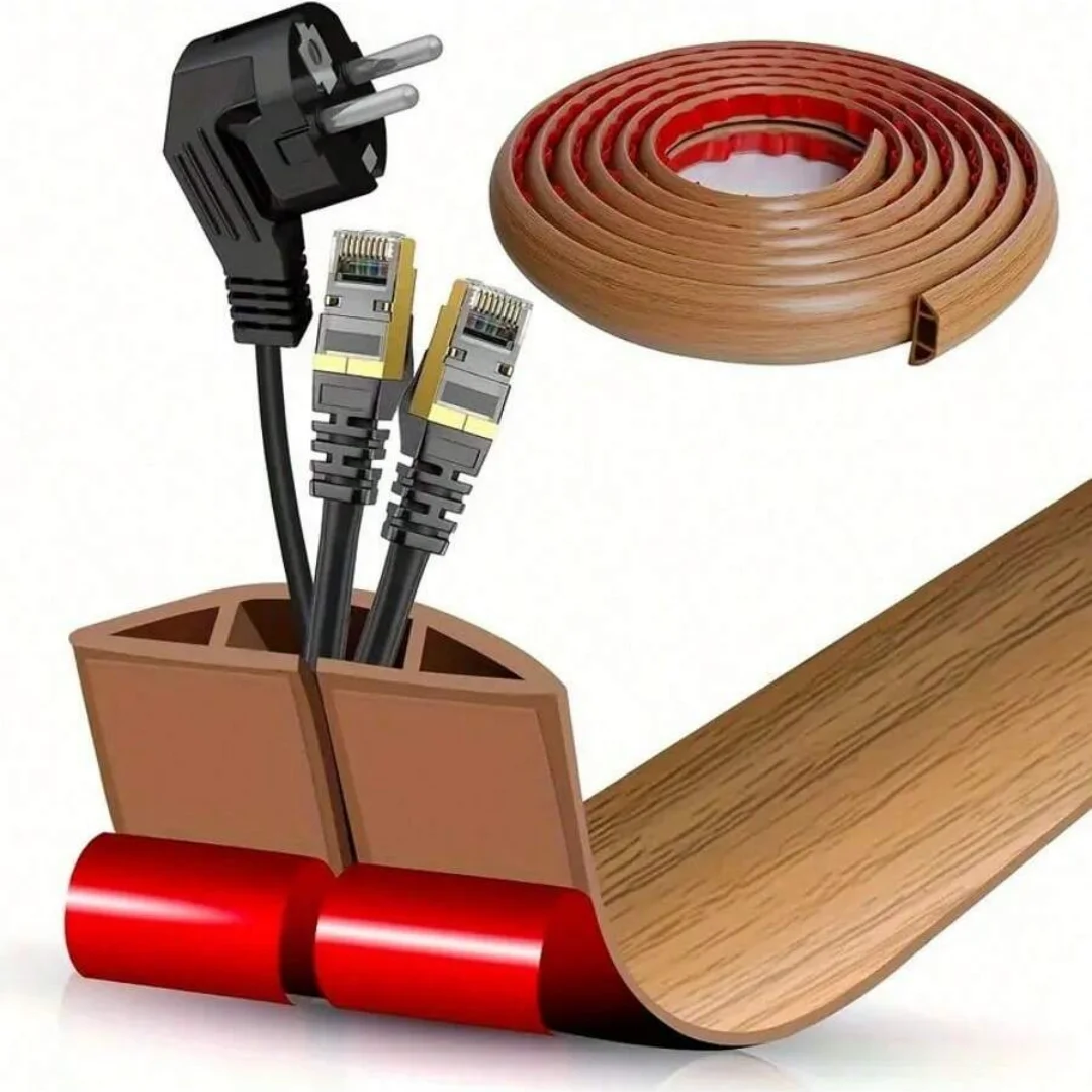 Pvc Floor Wire Cover 1PC 1m/39.37inch Self-adhesive Power Cable Protector Electric Wire Duct Slot Cable Sleeves Hider Covers