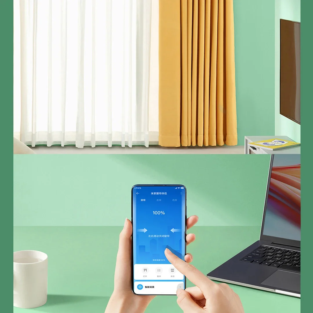 Xiaomi mijia Smart Curtain Motor Voice Control Switch Electric Curtain Robot Mi Home APP Control Timer Setup Mesh Smart Linkage