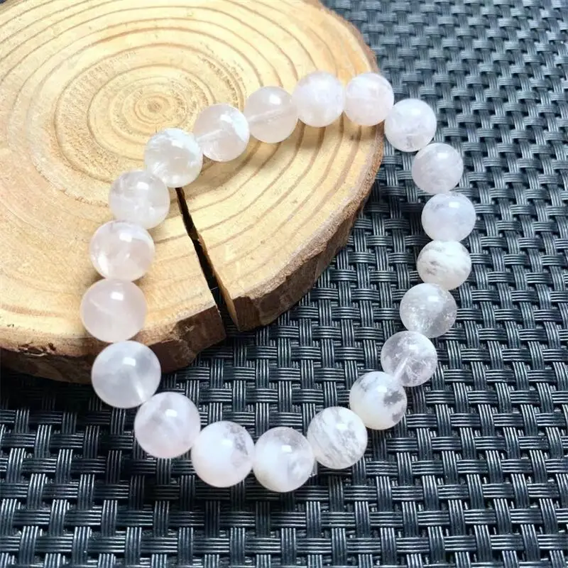 10MM Natural Pink Snowflake Garden Quartz Bracelet Handmade  Jewelry Stretch Bangle Children Birthday Gift 1pcs