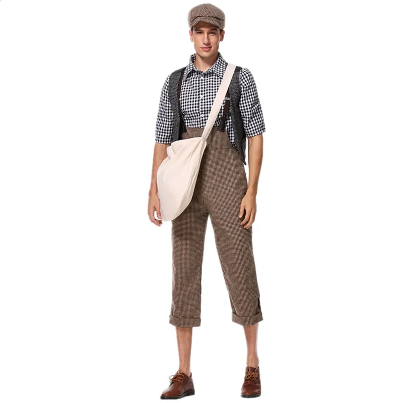 Delivery Newspaper Boy Costume Adult Halloween Big Detective Cosplay Drama Performance Stage Costumes  halloween costume