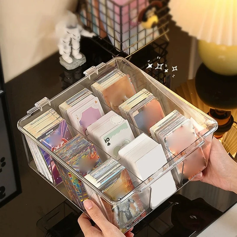 Compartment Flip Box Transparent Display Box Large Capacity Card Kpop Photocard Storage Box Photo Card Organizer