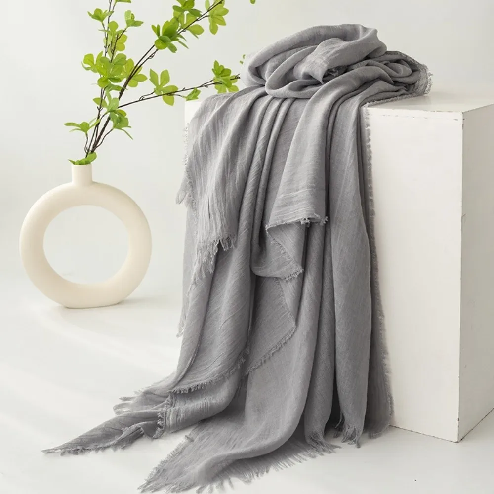 Fashion Cotton Linen Scarf Wrap Silky Touch Thin Evening Shawl Breathable Fabric Sun Protection Headwrap Women