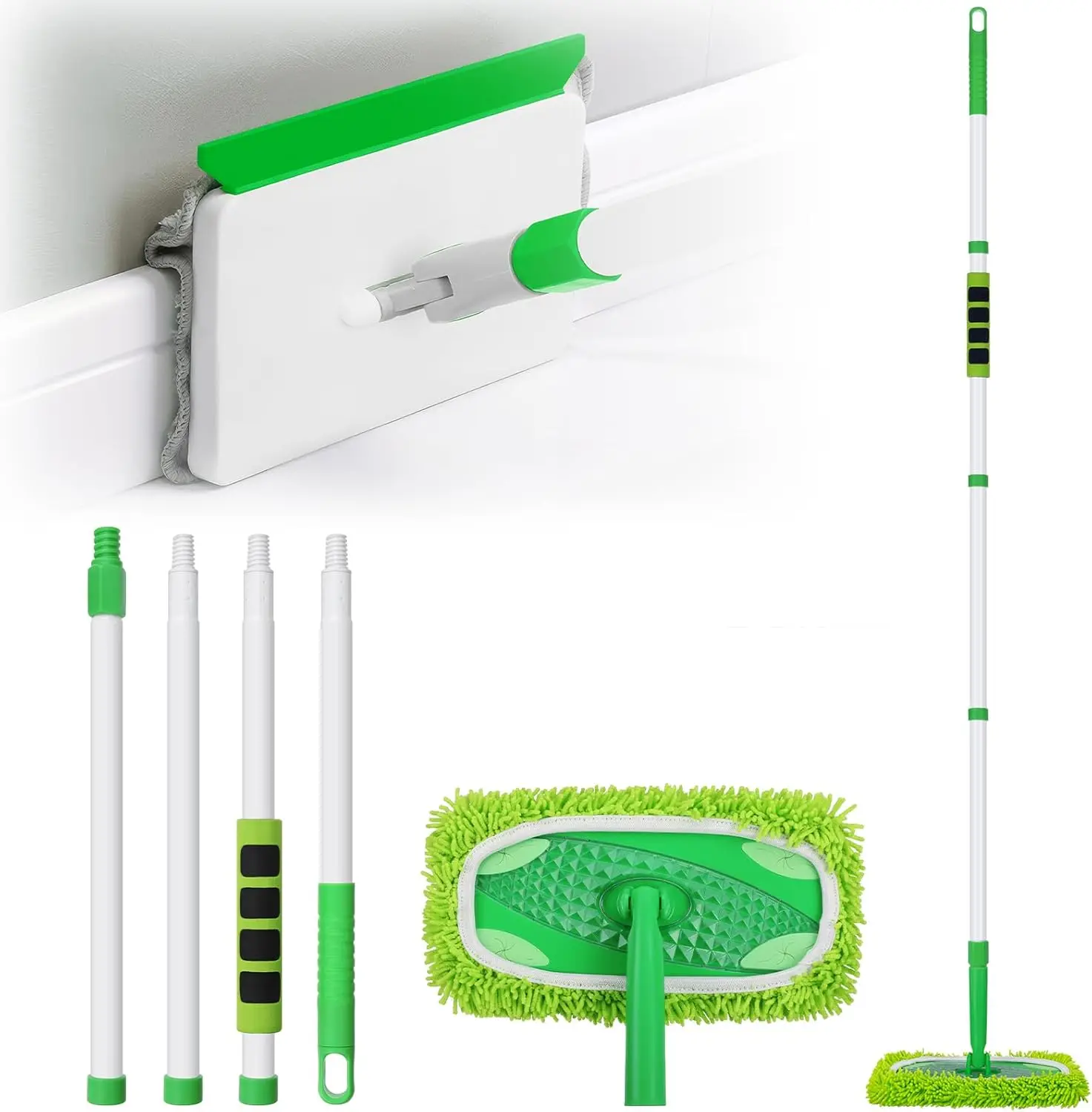 

Baseboard Cleaner Tool with Handle, Extendable Long Handle Baseboard Floor Cleaning Tool Duster with Reusable Pads for Floorb