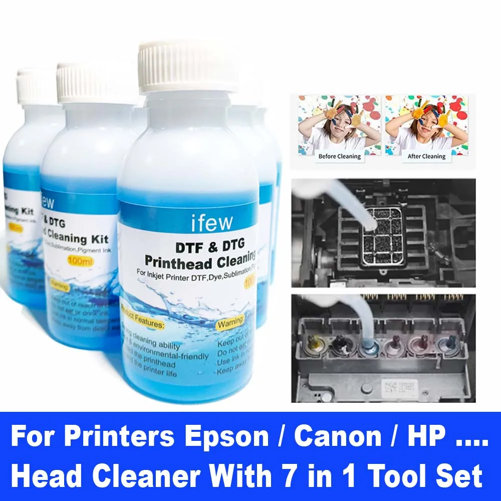 

100ML Printhead Cleaner With Clean Tool Inkjet Printer Head Cleaning Kit For Epson Hp Brother Canon Nozzle Printers Head Clean