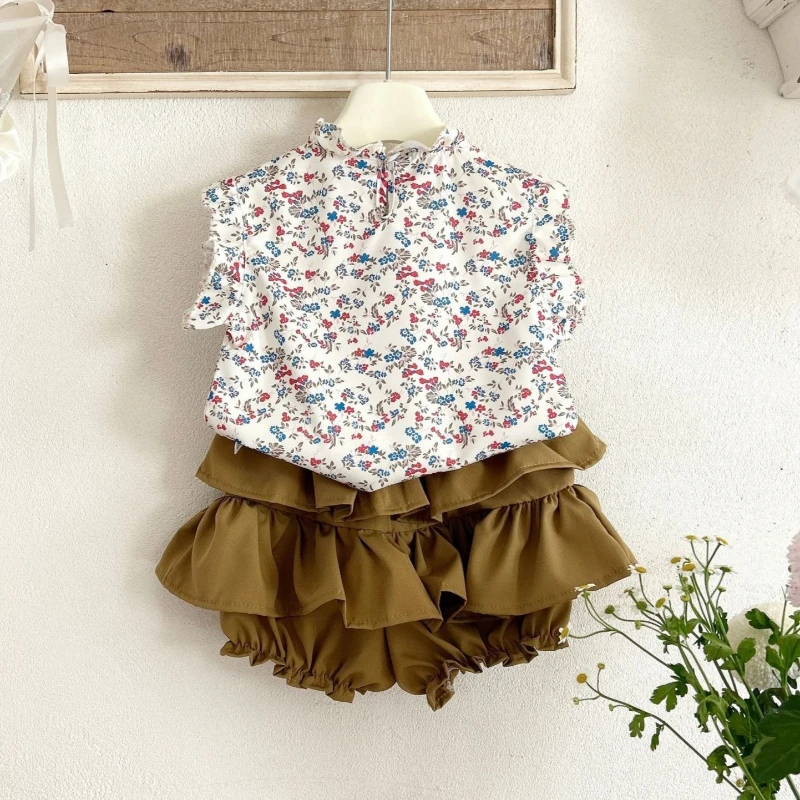 New Summer Baby Clothes Kids Girls Clothing Suit Children Cute Flower Vest Shorts 2Pcs/Sets Toddler Costume Infant Tracksuits