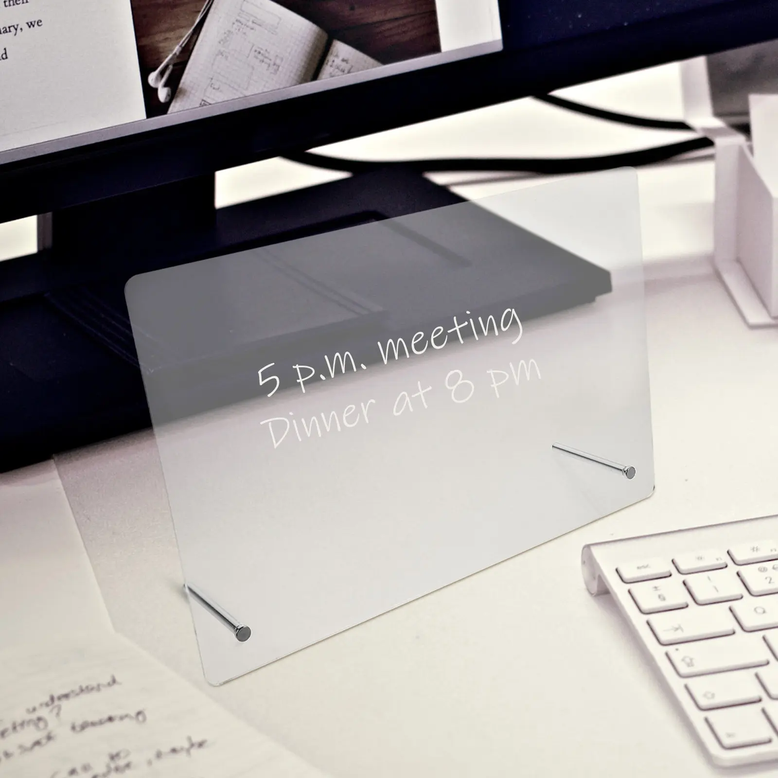 

Набор из 1 прозрачной акриловой доски для заметок, многофункциональная настольная доска для записей сообщений для кухни, офиса, ресторана, отеля