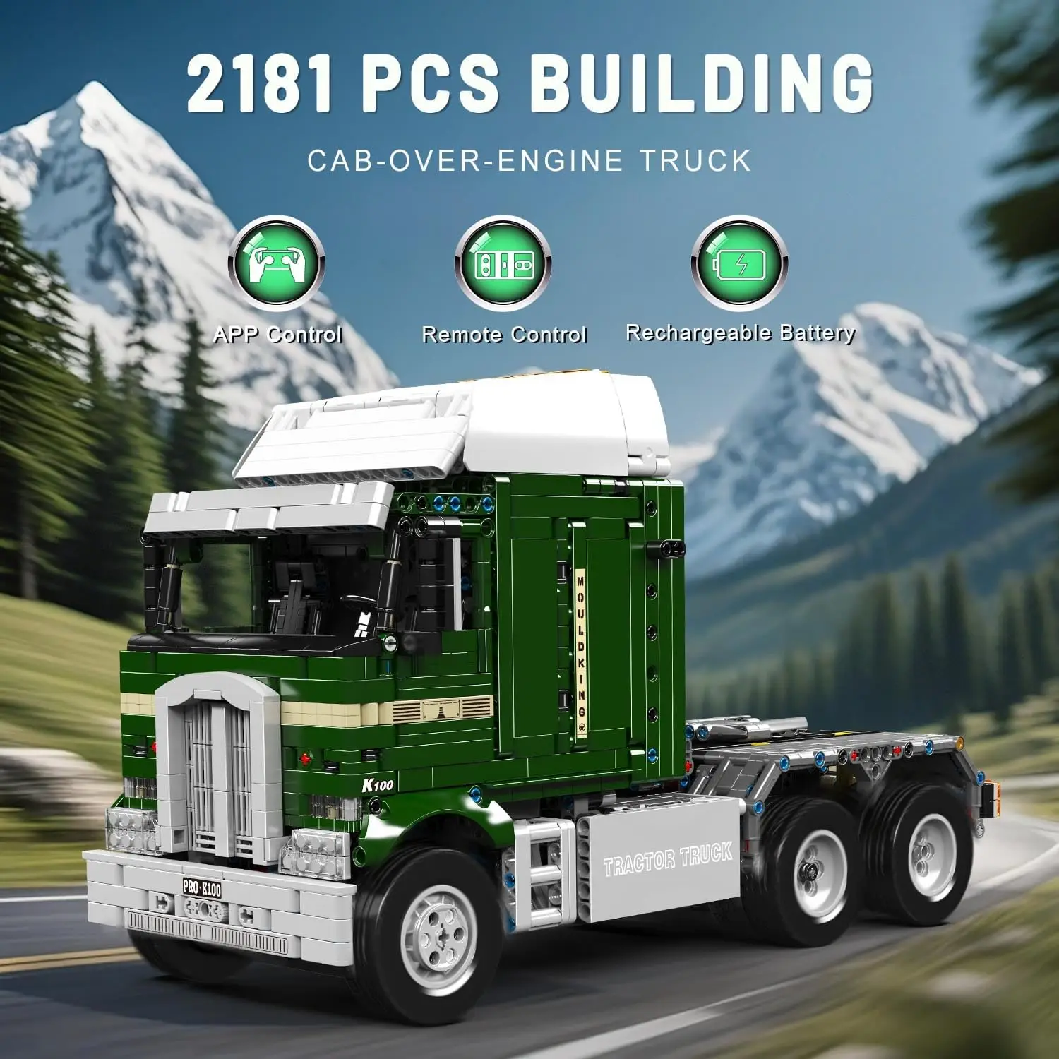APP & RC Controlled Motorized Semi Truck Building Blocks Kit, 2181+ Piece Mobile Construction Toy Set for Adults, DIY STEM Car Model, Creative Play and Learning