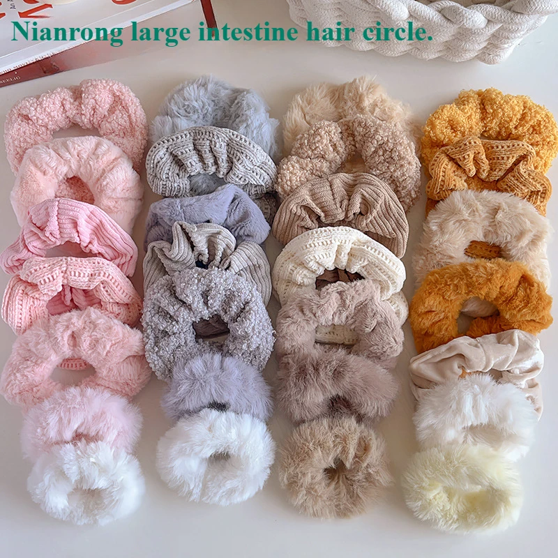 

7 Pcs/Set Women Hair Scrunchies Set Plush Solid Hair Band for Girls Ponytail Holder Rubber Bands Ties Hair Accessories