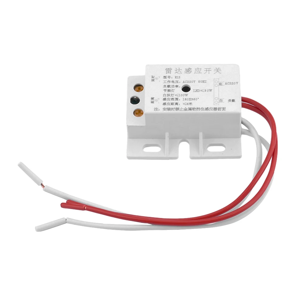 AC 220V 50Hz Auto Infrared Human Sensor Switch PIR Microwave Radar Body Motion Sensor Module Adjustable For Time Distance Range