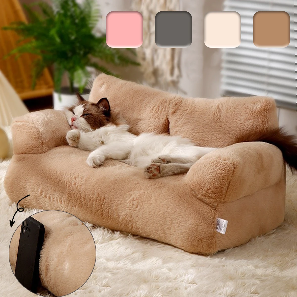 Pet Bed for Cats Sofa Winter Warm Dog Bed Soft Sofa for Dog with Bunny down Bottom Waterproof Dog Sofa Puppy Bed with Backrest