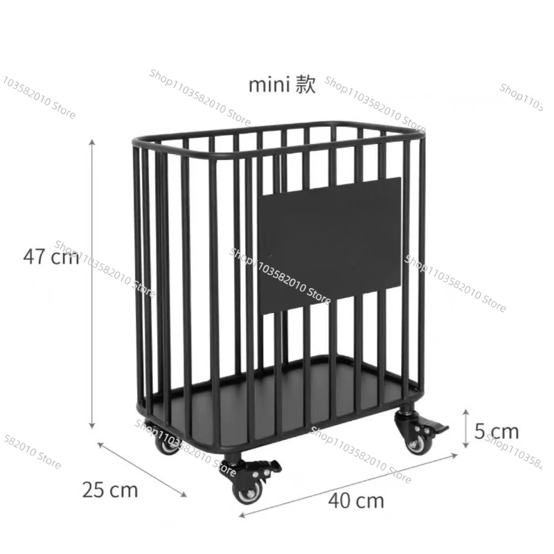 Internet Celebrity Wrought Iron Storage Basket with Wheels, Removable Laundry Basket for Home Yoga Mat & Bathroom Clothes