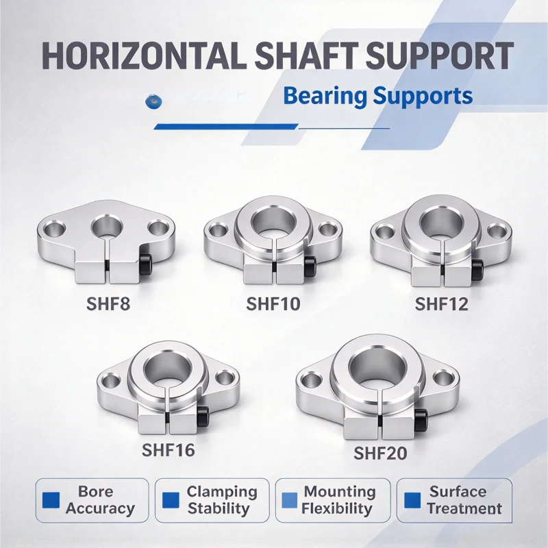 Horizontal Linear Shaft Support Bracket Optical Shaft Fix Seat Linear Rail Support Holder CNC 3D Printer SHF8 SHF10 SHF12 SHF16