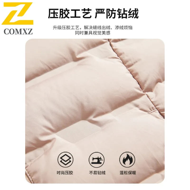 COMXZ High Quality Down Jacket Unisex Couple 80% White Duck Down Detachable Hood Sport Outdoor Parka Stand Collar Cardigan 2025