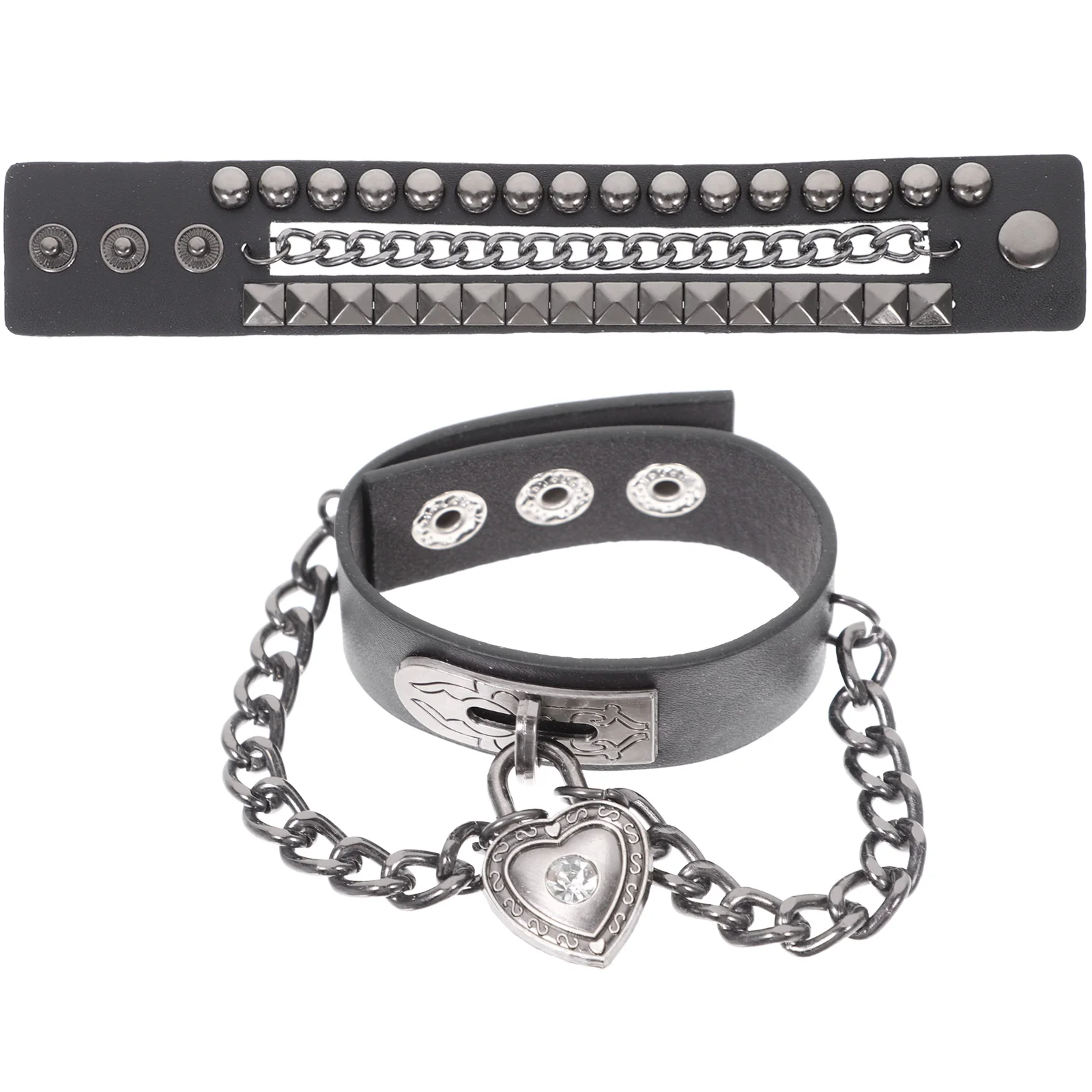 Multilayer Cuff Rivet Bracelet Punk Style Spiked Pendant Chain Wrist Decoration Adjustable For Men Women Gothic Jewelry