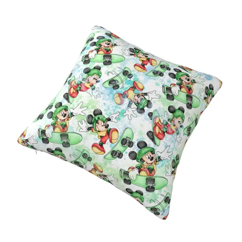 Custom Nordic Style Mickey Mouse Skate Cartoon Cushion Covers 45x45cm Polyester Throw Pillow for Sofa Car Square Pillowcase