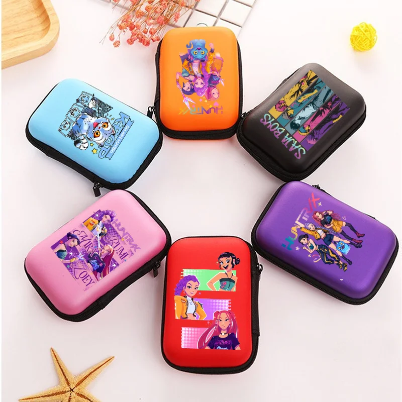 

KPop Demon Hunters сумка для наушников на молнии портативная коробка для хранения кабель для передачи данных с животными чехол для зарядного устройства дорожные наушники защитный пакет карт