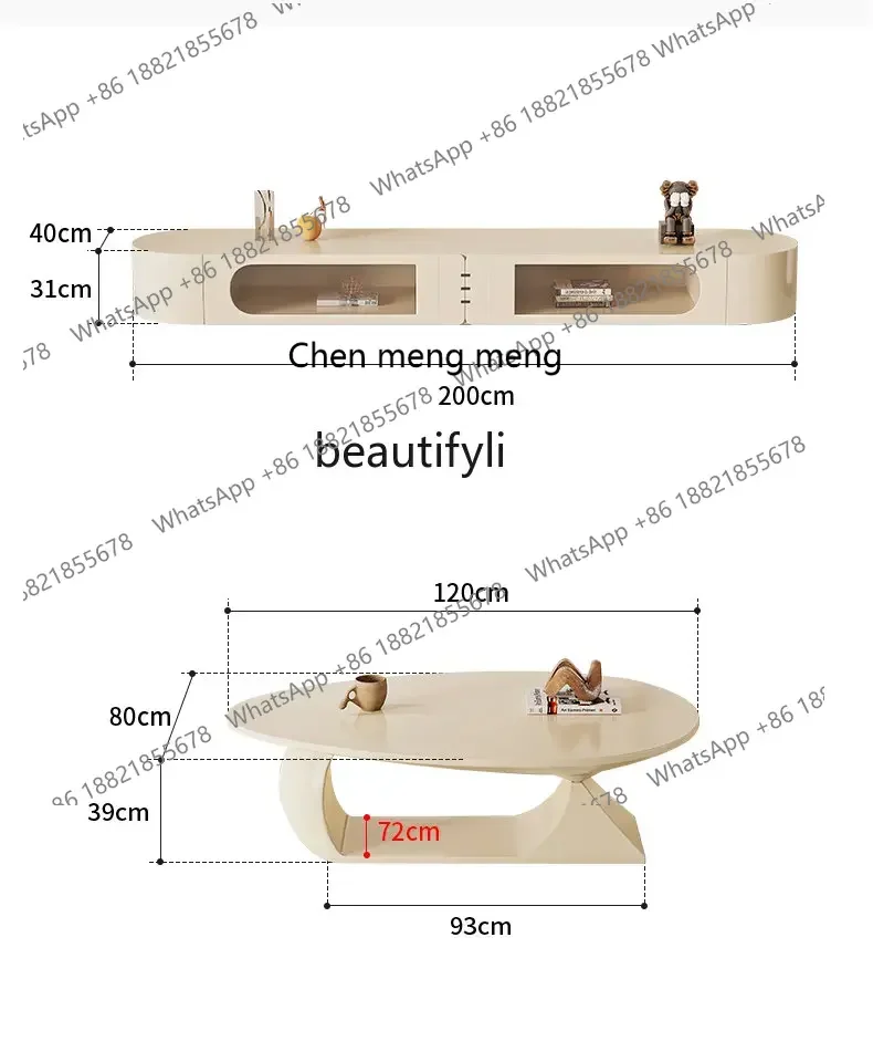 cc182R11 Coffee Table TV Stand Combination Cream Style Simple Modern Living Room Home Small Apartment furniture  drawer furnitur