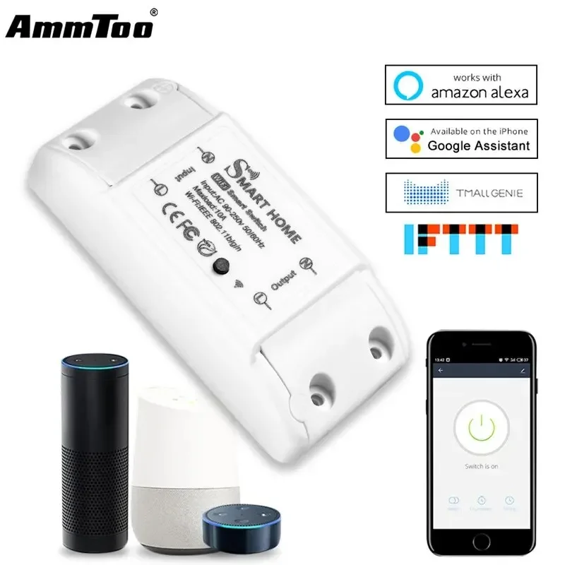 

WiFi Smart Switch Smart Home DIY Wireless Tuya Switch Relay Universal Breaker APP Remote Voice Control Alexa Google Home