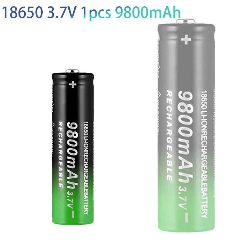 100%18650 Lithium Batteries Flashlight 18650 Rechargeable-Battery 3.7V 9800mah for Flashlight + USB charger