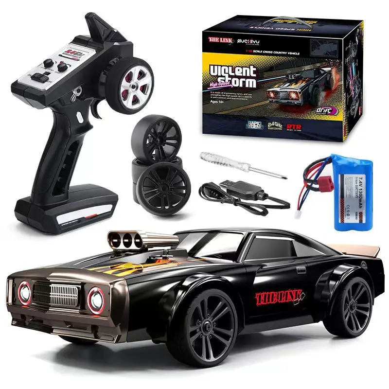 Scy 16303 1/16 2.4g Rc Car 4wd Electric High Speed Off-Road Drift Vehicle Flat Running Muscle Truck With Retro Led Light