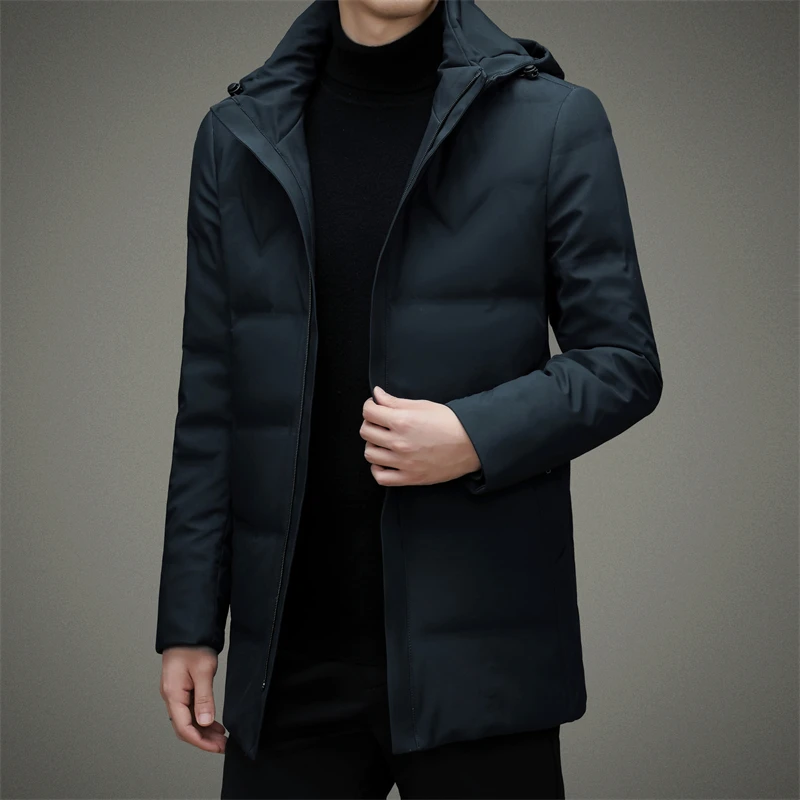 2024 new arrival winter jacket long style 90% white duck down jackets men,mens fashion thicken warm hooded parkas trench coat