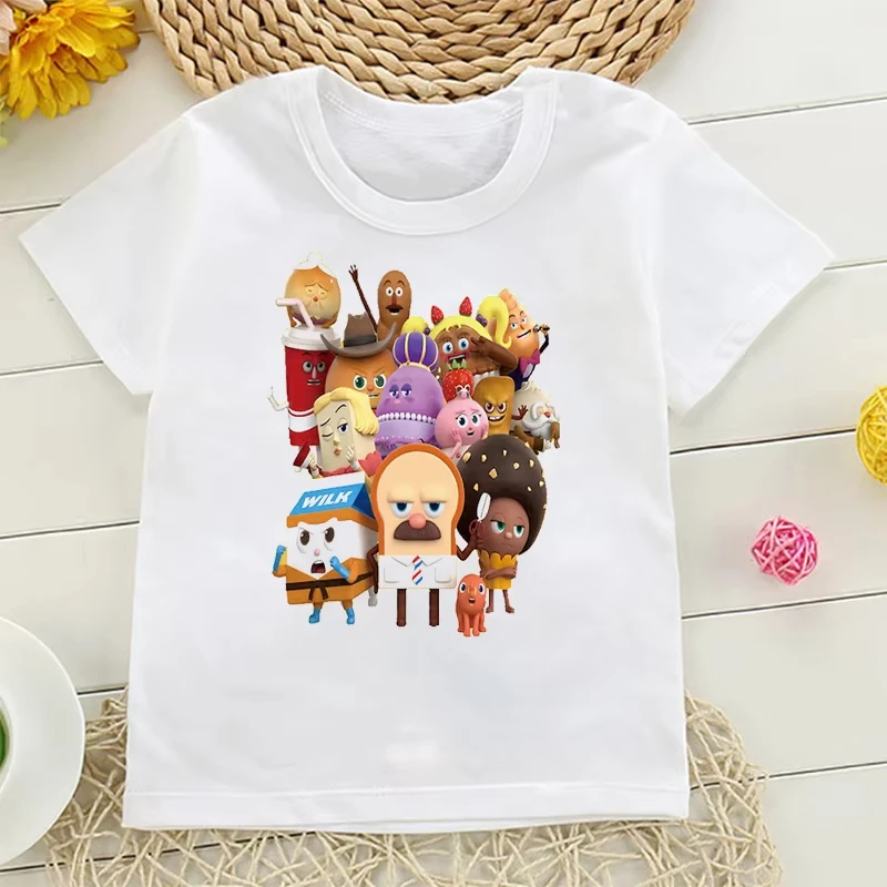 New Bread Barbershop Cartoon Print Children T Shirt Funny Kawaii Cute Tshirt Kid Baby Top Tee Summer Short Sleeve Cotton T-shirt
