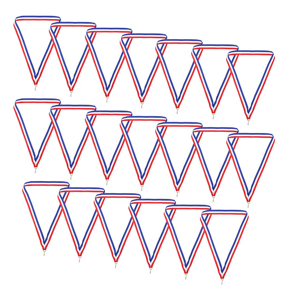 

25Pcs Medal Lanyards with Snap Clip Triangular Design Award Ribbons for Baseball Basketball Softball Tournament
