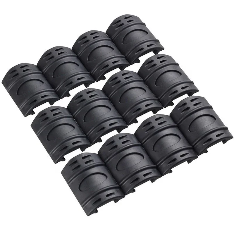 12 Stück Gummi-Schienenabdeckungen Handschutz Quad-Schienenabdeckungen für Jagd-Airsoft-Gewehr M4 Schutz Universelle 20mm Picatinny-Schienen-Zubehörteile – Detail 2