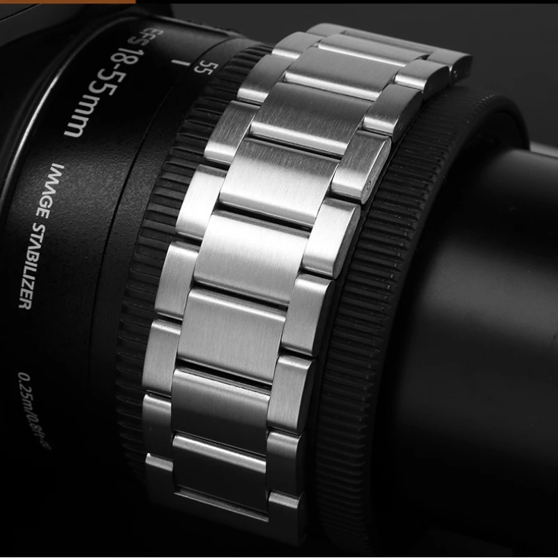 Silver Stainless Steel WatchBand Bracelet 18 20 22 23 24mm matte Men Solid Metal Wristband Mesh Strap Folding clasp Accessories