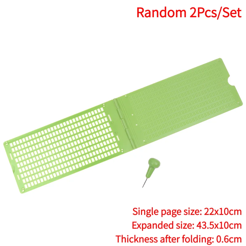 Random 2Pcs/Set 9 Lines 30 Cells Practical School Plastic Braille Portable Writing Slate With Stylus