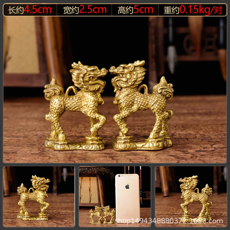 

Парные медные статуэтки Цилин (Лошадь) на фоне Багуа, декор для фэн-шуй, маленькие латунные украшения для входа и балкона