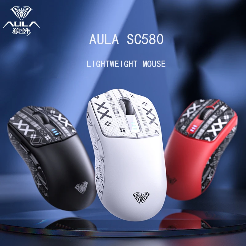 AULA New Sc580 Wireless Mouse Bluetooth Wired Tri-Mode Charging 10000dpi Gaming Office Computer External Device Boy Gift