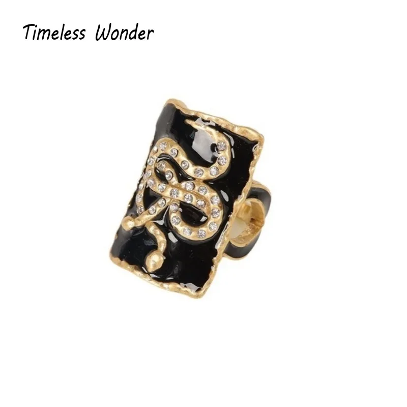 

Timeless Wonder Fancy Enamel Geo Snake Cocktail Rings for Women Designer Jewelry Goth Top Party Ins Trendy Gift Rare Kpop 6445