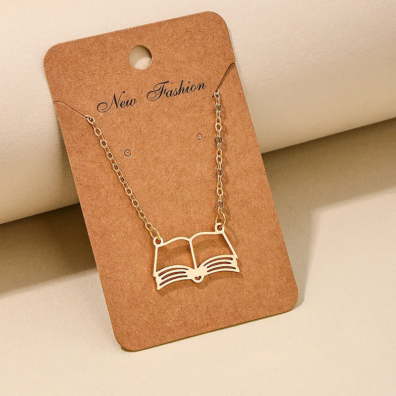 

1 fashion ins style metal hollow book pendant, school season, graduation season gift, women's necklace