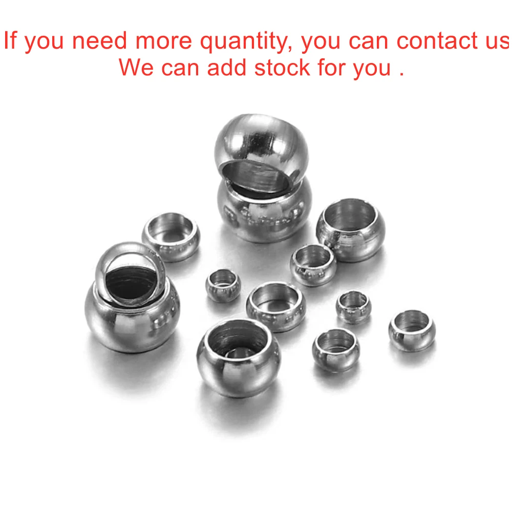 100/120pcs 1.5 2.5 4mm Stopper Spacer Beads Stainless Steel Big Hole Ball Crimp End Beads For Diy Jewelry Making Accessories