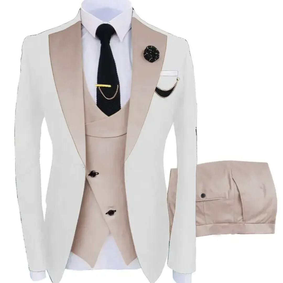 3pcs Men Coat Business Formal Slim Fit Suit Costumes Pour Homme Set Party Vest Pants Wedding Blazer Verde Hombre Terno Masculino