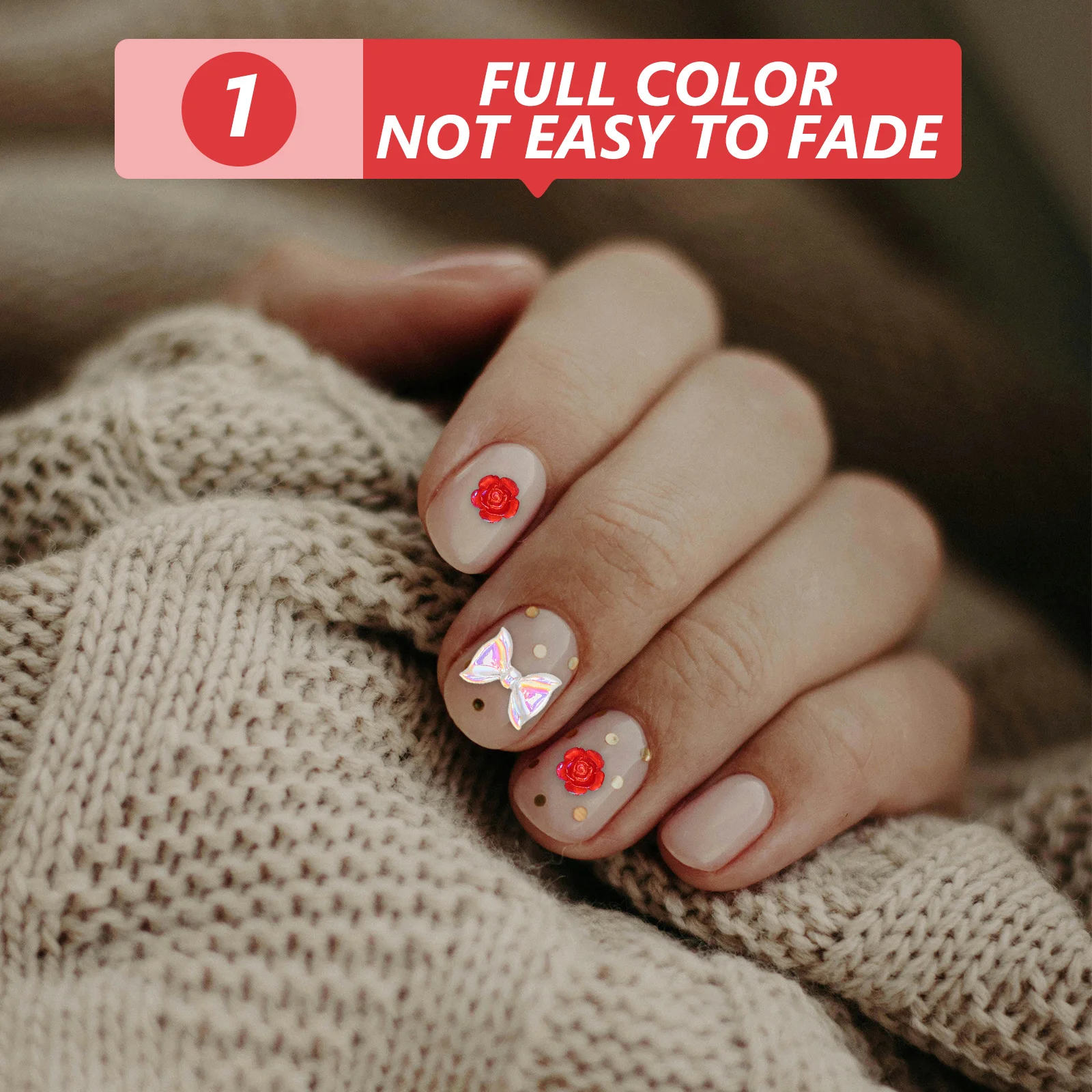 

400Pcs Nail Art Accessories Resin Heart Flower Bowknot Charms Set DIY Manicure Decorations Supplies Heart Nail Charm Decorations