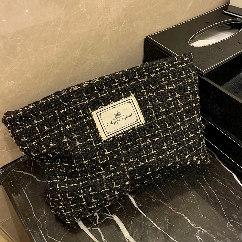 Simpatica borsa per il trucco Organizzatori con cerniera Pochette grande da donna per borsa di lusso Custodia estetica di moda Borsa da viaggio