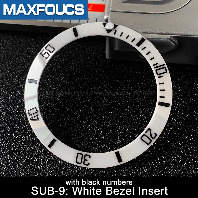 Sloped ceramic bezel insert 38*30.6mm Sub style Luminous pip at 12 For SUB MOD watch parts