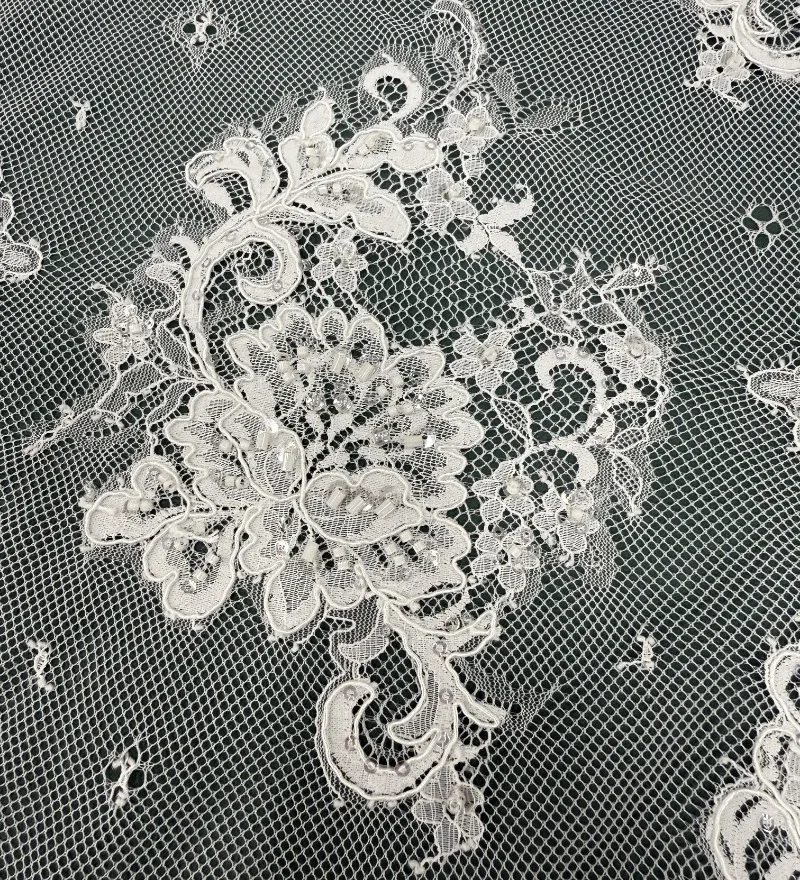 3M Perlenkordel Stickerei Glitzer Pailletten Spitzenstoff. Luxuriöses Abendkleid Französische Spitze. Stoff zum Nähen. Hochzeitskleid. 2026 Neu – Detail 4