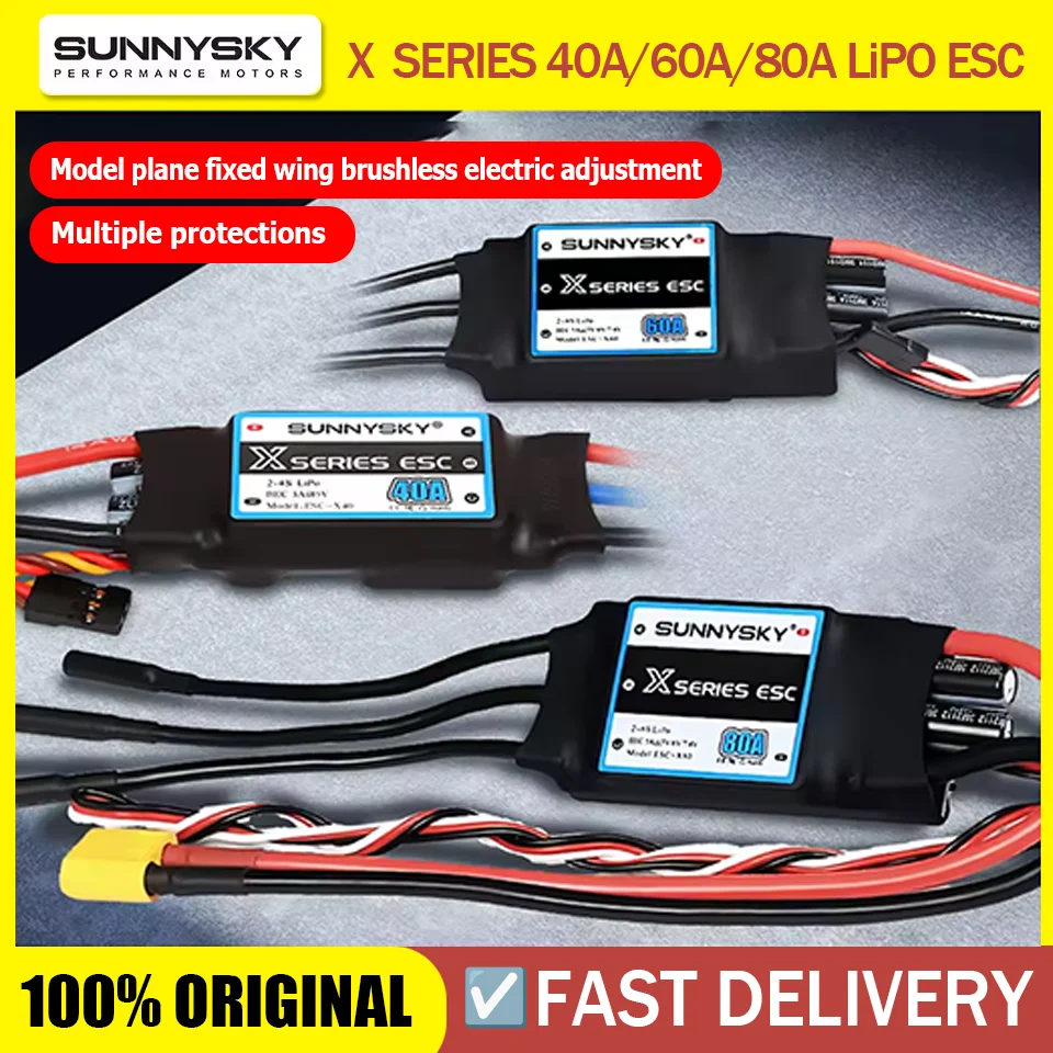 

SunnySky X SERIES ESC 40A 2-4S/60A 80A 2-6S LiPO ESC Xseries Самолет с фиксированным крылом KT 3D аксессуары